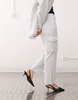 Amy Lynn straight leg utility pants in silver - part of a set
