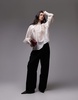 & Other Stories sheer volume blouse with frill detail in white