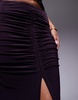 ASOS DESIGN slinky ruched front maxi skirt with front split in blackcurrant - part of a set