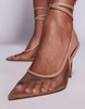 ASOS DESIGN Poetry mesh detail slingback high shoes in beige