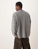 ASOS DESIGN super oversized boxy fit knit textured crew neck cardigan in heather gray with pockets