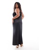 Vero Moda Curve satin maxi dress with lace trim in black