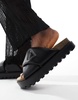 ASOS DESIGN slide sandals in black with chunky sole
