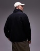 ARKET fleece pile jacket with two-way zip in dark blue
