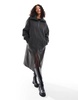 ASOS DESIGN knit collar longline coat in charcoal
