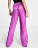 Bershka straight leg satin pants in purple