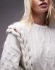 Topshop knitted 3D cable relaxed sweater in ivory