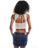 Bershka crochet tie back top in ecru
