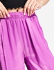 Bershka straight leg satin pants in purple