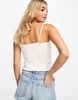 Pieces lettuce hem cami in white
