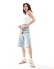ASOS DESIGN baggy longline denim jorts in bleach wash