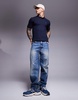 BOSS Orange Passenger tonal logo pique polo slim fit in navy