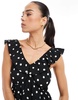Brave Soul polka dot maxi dress with ruffle detail in black
