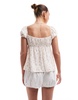 Bershka puff sleeve milkmaid top in ecru and pink floral