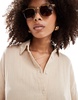 ONLY cheesecloth oversized shirt in light beige - part of a set