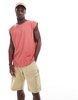 Brave Soul raw edge tank in mineral red