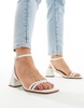 ASOS DESIGN Wide Fit Honeydew mid block heeled sandals in white