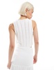 Bershka tie front knit vest in white
