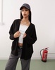 Monki knit button front oversized cardigan in black