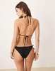 Stradivarius textured bikini top in black