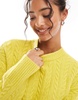 Bershka cable knit sweater in chartreuse
