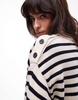 ARKET sweater with wide sleeves in black and off white stripe