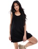 Miss Selfridge cord patch pocket pinny dress in black