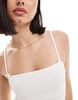 Bershka shirred bow detail mini dress in ecru