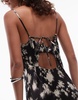Topshop twist back cowl neck midi slip dress in mono floral satin
