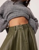 ASOS EDITION crinkle PU full midi skirt in khaki green