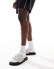 ASOS DESIGN sandal slides in gray emboss with chunky sole