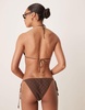 Stradivarius tie side crochet bikini bottoms in brown