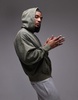 Topman premium heavyweight oversized acid wash zip through hoodie in washed khaki