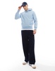 Polo Ralph Lauren central script logo double knit hoodie in light blue heather