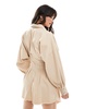 ASOS DESIGN nipped in waist romper with blouson shirt in oatmeal