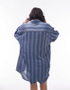 Topshop relaxed slubby shirt in blue stripe - part of a set