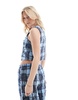 Vero Moda textured plaid cropped vest in blue denim mix - part of a set