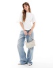 ASOS DESIGN top with waisted seam detail in white