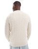 Jack & Jones chunky cable knit sweater in cream