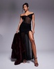 AFRM Tristen off the shoulder maxi dress with side slit in back
