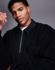 ASOS DESIGN oversized rugby polo fleece sweatshirt with quarter zip in black