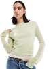 ASOS DESIGN crew neck sweater in loose knit in sage
