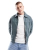 Bershka boxy fit denim washed jacket in gray
