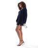 4th & Reckless metallic tinsel knit slit mini skirt in navy - part of a set