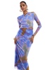 & Other Stories sheer mesh midi dress in blurred abstract print