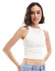 Bershka ruched sides tank top in white