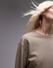 Mango round neck long sleeve T-shirt in beige