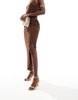 ASOS DESIGN column maxi skirt in textured chocolate - part of a set