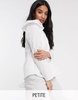 River Island Petite frill shoulder detail top in white
