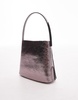 Topshop Gretel mini grab bag with metal handle in pewter